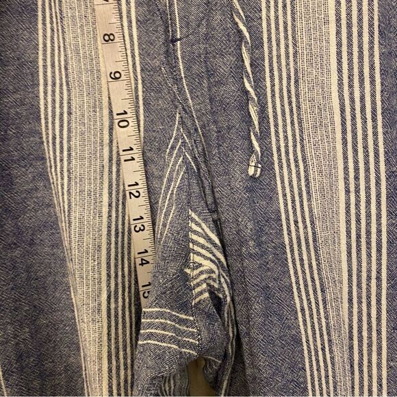 OLD NAVY Linen coastal blue Stripe Wide Leg hi rise pull on palazzo pant XXL - Picture 6 of 13
